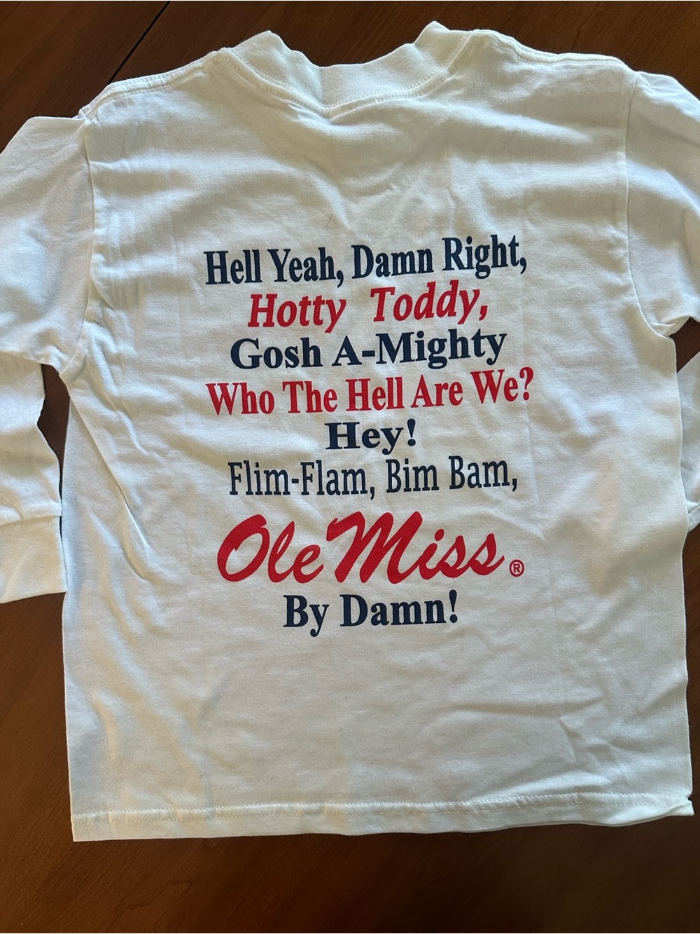 Vintage Ole Miss Hotty Toddy Youth M Long Sleeve Graphic T-Shirt White Like New